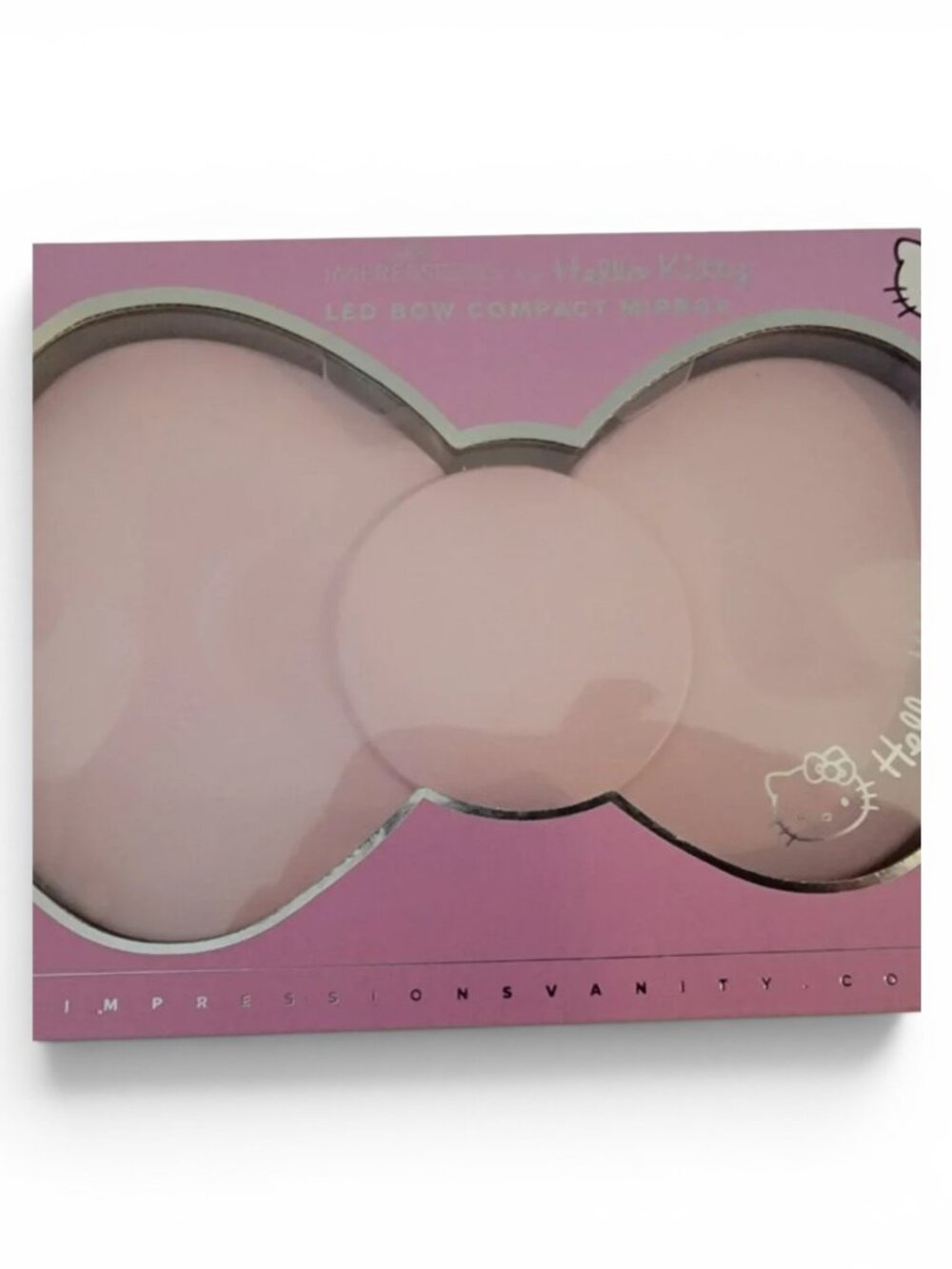 Hello Kitty LED Bow Compact Mirror Impressions Vanity Lighted Makeup Mirror NIB